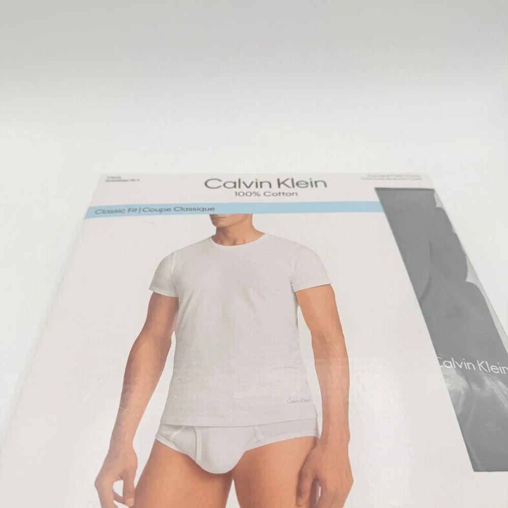 Calvin Klein Crew Neck Tshirt Pack Mens Medium Black 3 Classic Fit Cotton NWOT